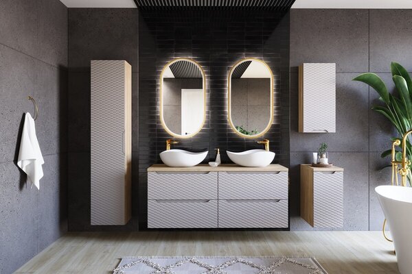 Comad Závěsná skříňka pod umyvadlo Ocean s deskou 120 cm béžová/dub olejovaný