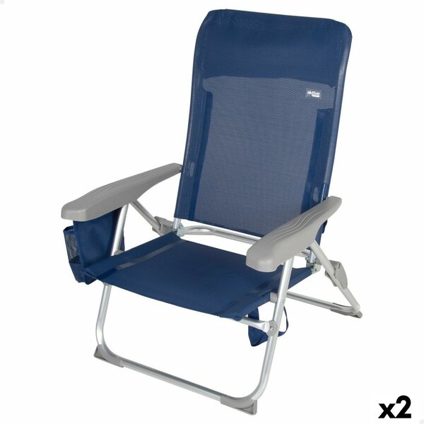 Plážová židle Aktive Slim, Skládací, Námořnicky Modrá 47 x 87 x 58 cm (2 kusů)