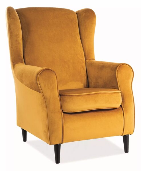 BURBON VELVET křeslo, hořčicová