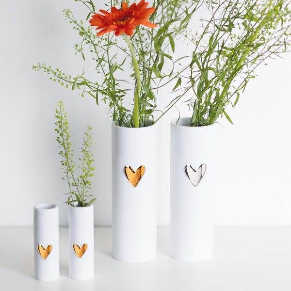 Porcelánové vázičky Silver Heart – set 2 ks