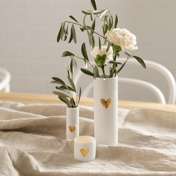 Porcelánový svícen na čajovou svíčku Heart – set 2 ks