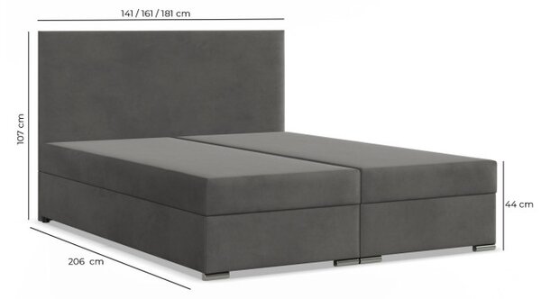 Manželská postel ELDA Velvet 140×200 cm šedá