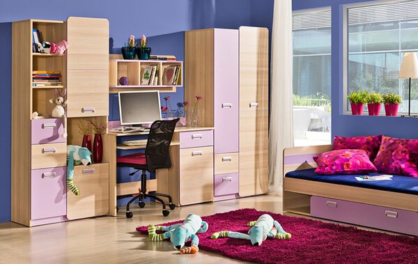 Šatní skříň LORENZO L2 fialová (45 x 188) cm – kompaktní šířka i do malé ložnice