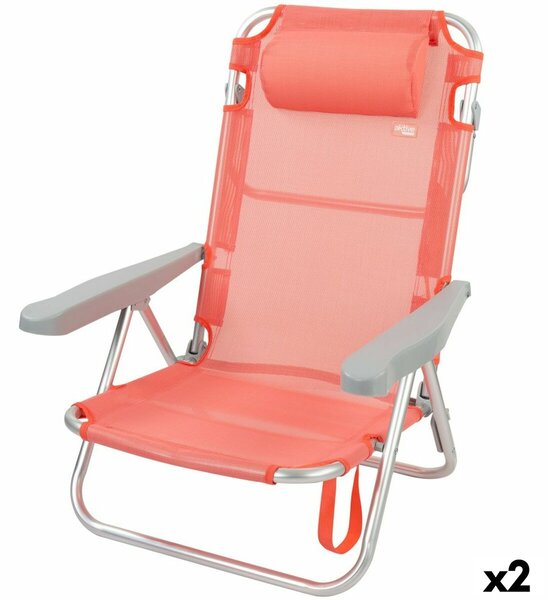 Skládací židle s opěrkou hlavy Aktive Flamingo, Korálová 48 x 84 x 46 cm (2 kusů)