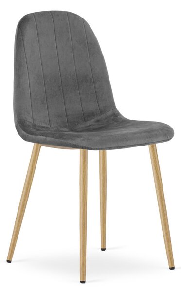 Set dvou jídelních židlí PADVA sametové tmavě šedé / hnědé nohy (2 ks)