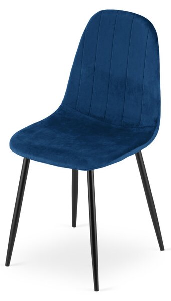 Set dvou jídelních židlí PADVA sametové modré / černé nohy (2 ks)