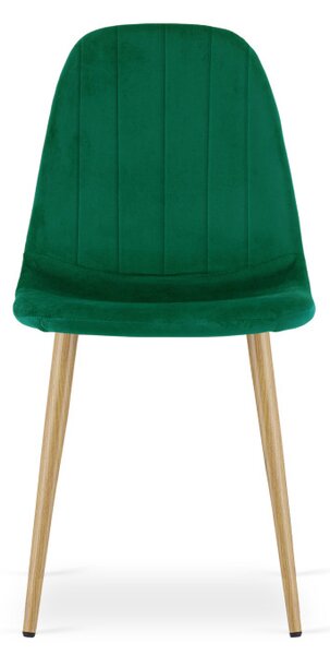 Set tří jídelních židlí PADVA sametové zelené / hnědé nohy (3 ks)