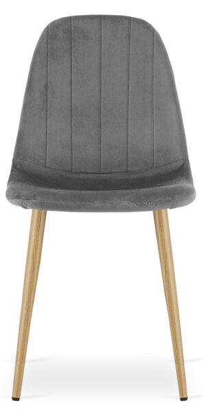 Set dvou jídelních židlí PADVA sametové tmavě šedé / hnědé nohy (2 ks)