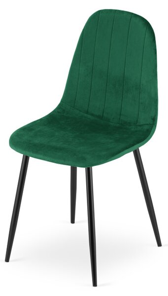 Set čtyř jídelních židlí PADVA sametové zelené / černé nohy (4 ks)