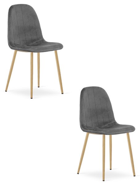 Set dvou jídelních židlí PADVA sametové tmavě šedé / hnědé nohy (2 ks)