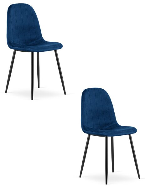 Set dvou jídelních židlí PADVA sametové modré / černé nohy (2 ks)