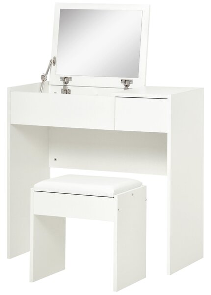 HOMCOM Moderní toaletní stolek 80Š x 40H x 79V cm se sklopným zrcadlem, zásuvkou a úložným prostorem + stůl | Aosom