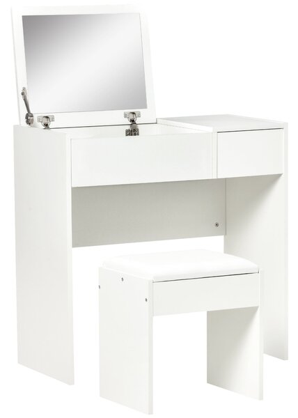 HOMCOM Moderní toaletní stolek 80Š x 40H x 79V cm se sklopným zrcadlem, zásuvkou a úložným prostorem + stůl | Aosom
