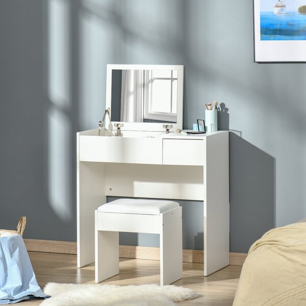 HOMCOM Moderní toaletní stolek 80Š x 40H x 79V cm se sklopným zrcadlem, zásuvkou a úložným prostorem + stůl | Aosom