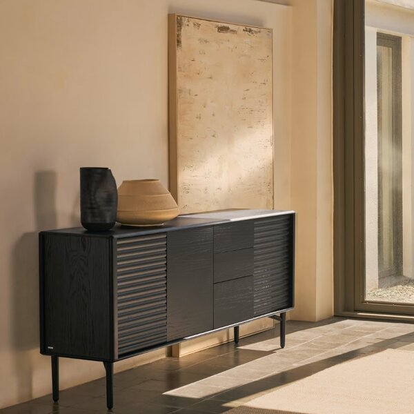 Černá dubová komoda Kave Home Lenon 200 x 45 cm