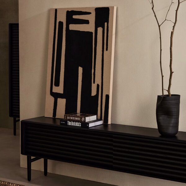 Černý dubový TV stolek Kave Home Lenon 200 x 35 cm