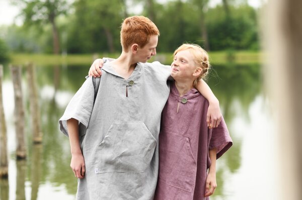 Nelly Plážové pončo dětské -světle šedá Rozměr: 98 - 116 cm