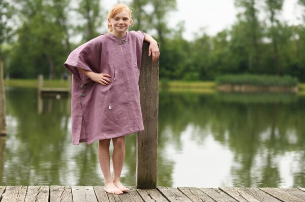 Nelly Plážové pončo dětské -starorůžová Rozměr: 98 - 116 cm
