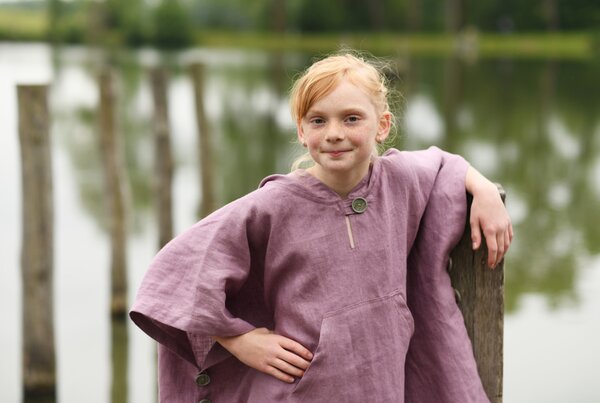 Nelly Plážové pončo dětské -starorůžová Rozměr: 98 - 116 cm