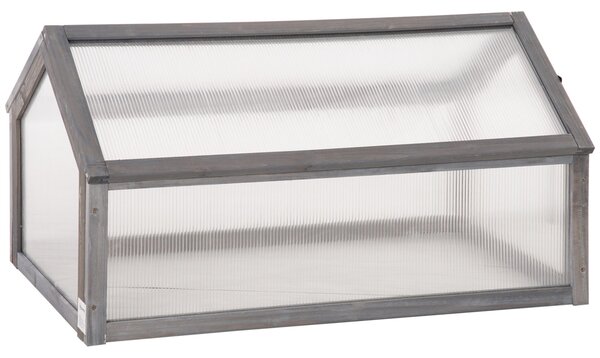Outsunny Dřevěný Mini Skleník 90 x 52 x 49,5 cm, Skleník s Krytem, Světlo Přenášející Studený Rám, Zimní Odolný Vyvýšený Záhon pro Zahradu, Balkon, Še