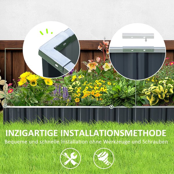 Zvednutý zahradní záhon Outsunny z oceli DIY s T-označníky pro rostliny, rukavicemi, vyvýšeným záhonem, bylinkovým záhonem a květinovým stojanem na ba