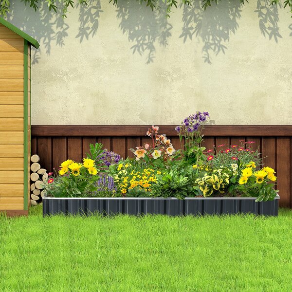 Zvednutý zahradní záhon Outsunny z oceli DIY s T-označníky pro rostliny, rukavicemi, vyvýšeným záhonem, bylinkovým záhonem a květinovým stojanem na ba