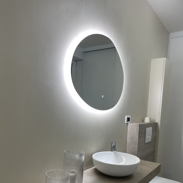 Koupelnové zrcadlo 80 cm vč. LED 3-krokové stmívatelné s dotykem - Biba