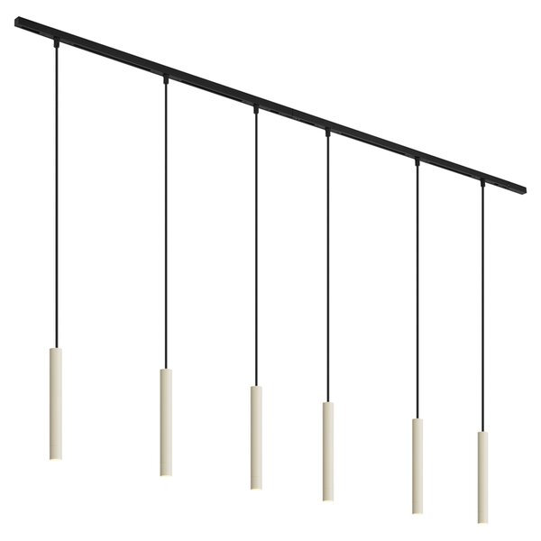 Moderní kolejnicový systém se 6 závěsnými světly béžové s černou 1-fázový - Slimline Keno