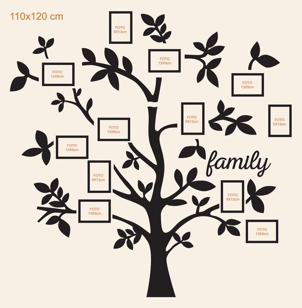 DUBLEZ | Dřevěný strom na stěnu s fotorámečky - Family