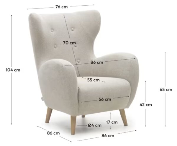 Béžové látkové křeslo Kave Home Patio