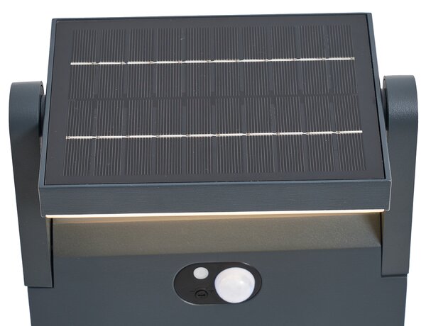 Venkovní sloupkové svítidlo tmavě šedé s pohybovým senzorem 60cm IP54 solární - Judge