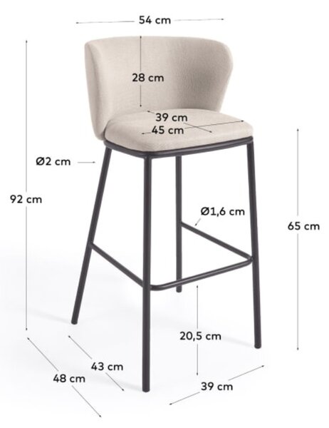 Kave Home Béžová barová židle Ciselia 65 cm