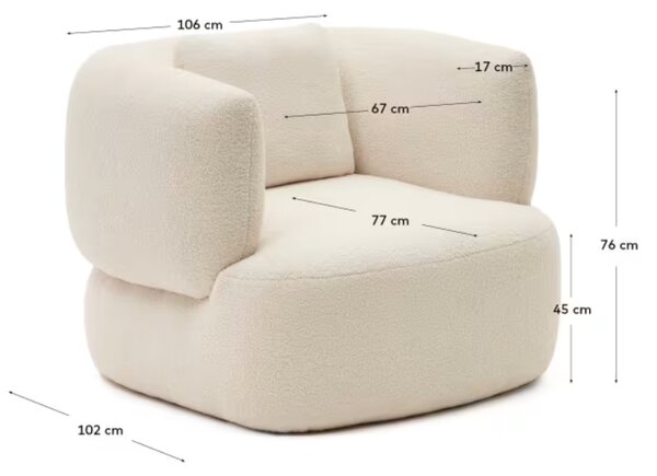 Kave Home Béžové bouclé otočné křeslo Martina