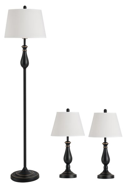 Sada lamp, 1 stojací a 2 stolní, černo-bílé B31-183