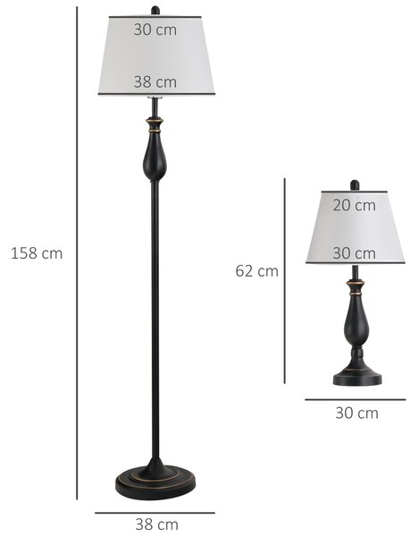 Sada lamp, 1 stojací a 2 stolní, černo-bílé B31-183