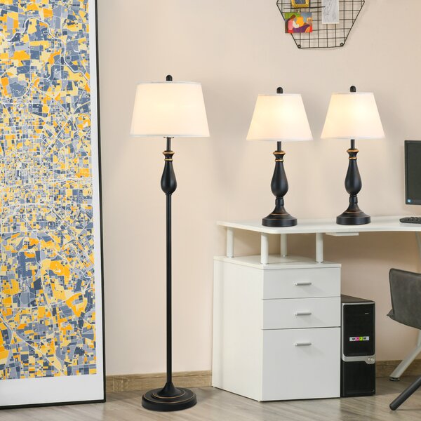 Sada lamp, 1 stojací a 2 stolní, černo-bílé B31-183