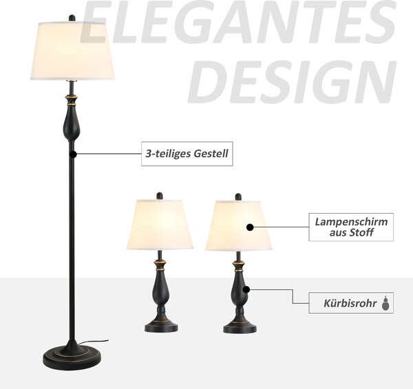 Sada lamp, 1 stojací a 2 stolní, černo-bílé B31-183