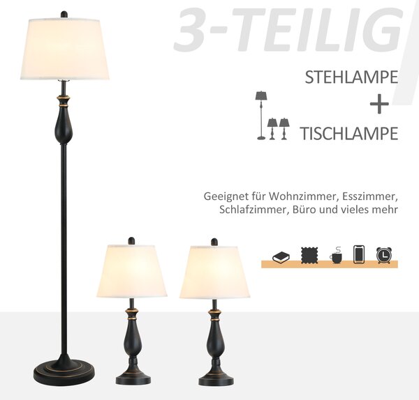 Sada lamp, 1 stojací a 2 stolní, černo-bílé B31-183