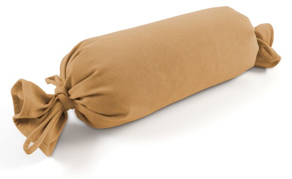 Biante Polštář válec bonbon Velur VLR-007 Hořčicově béžový 15x40 cm