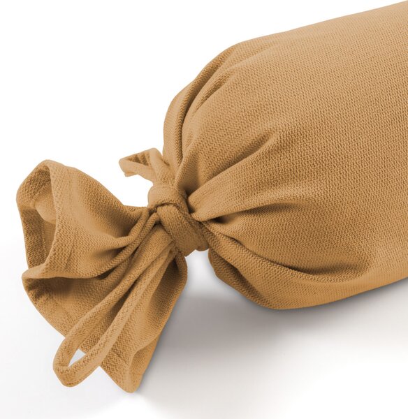 Biante Polštář válec bonbon Velur VLR-007 Hořčicově béžový 15x40 cm