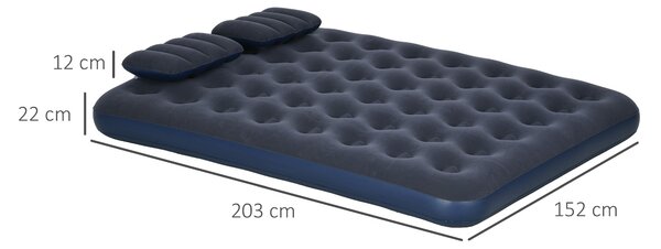 Outsunny Vzduchová Matrace pro 2 Osoby Samonafukovací Spací Podložka S Vzduchovým Lůžkem a Ruční Pumpou, Polštářky a Nafukovací Matrace pro Hosty, Spa