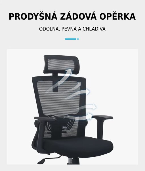 Kancelářská ergonomická židle Neoseat NOVELO — síť / látka, černá, nosnost 150 kg
