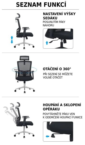 Kancelářská ergonomická židle Neoseat NOVELO — síť / látka, černá, nosnost 150 kg