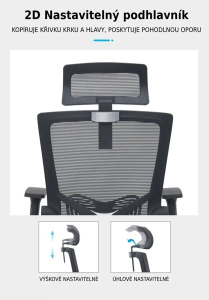 Kancelářská ergonomická židle Neoseat NOVELO — síť / látka, černá, nosnost 150 kg