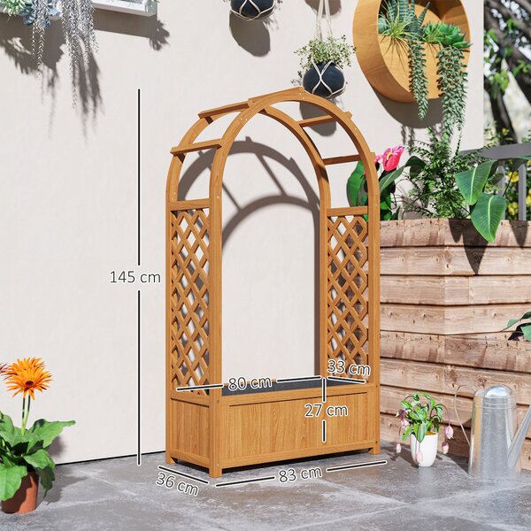Zahradní vyvýšený záhon s treláží a obloukovou střechou, dřevěný kryt vyvýšeného záhonu 83x36x145cm pro zahradní balkon a terasu, květinový box pro po