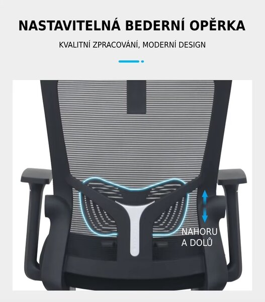 Kancelářská ergonomická židle Neoseat NOVELO — síť / látka, černá, nosnost 150 kg