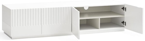 Bílý lakovaný TV stolek Teulat Doric 182 x 48 cm
