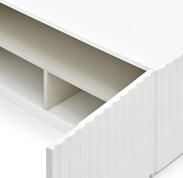 Bílý lakovaný TV stolek Teulat Doric 182 x 48 cm