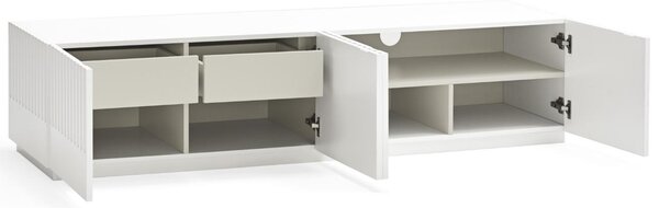 Bílý lakovaný TV stolek Teulat Doric 182 x 48 cm