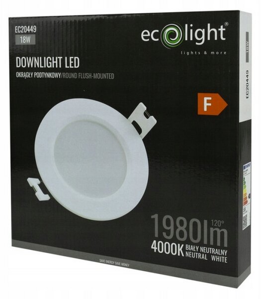 ECOLIGHT Kulatý zapuštěný LED panel 18W - neutrální barva